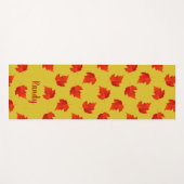Tapis De Yoga Gradient rouge sec feuille nom personnalisé jaune (Devant (Horizontal))