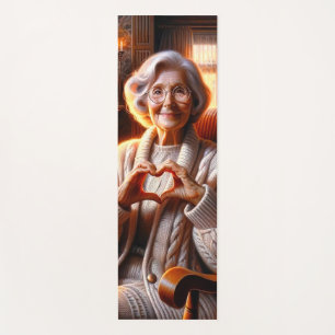 Tapis De Yoga Grand-mère aux mains du coeur