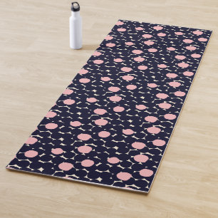 Tapis De Yoga Grand motif de point bleu et rose