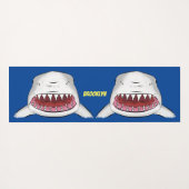 Tapis De Yoga Grand requin blanc moyen dessin animé (Dos (Horizontal))