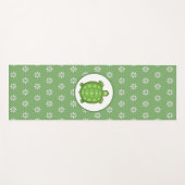 Tapis De Yoga Grande tortue et fleurs blanches sur la chaux vert (Devant (Horizontal))