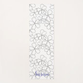 Tapis De Yoga Grandes fleurs noires blanches à main (Devant)