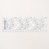 Tapis De Yoga Grandes fleurs noires blanches à main (Devant (Horizontal))