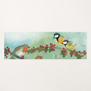 Tapis De Yoga Grands Tit Birds, Red Robin & Hawthorn Berries