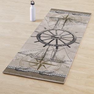 Tapis De Yoga Graphisme vintage beige et Brown