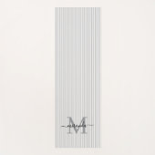 Tapis De Yoga Gray & White Stripes Monogram Name (Devant)