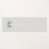 Tapis De Yoga Gray & White Stripes Monogram Name (Devant (Horizontal))