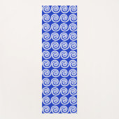 Tapis De Yoga Grec Meander Key Waves Motif Bleu (Devant)