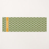 Tapis De Yoga Green And Orange Trellis Pattern With Custom Name (Devant (Horizontal))