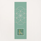 Tapis De Yoga Green Gold White Seed of Life Monogram (Devant)
