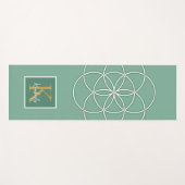Tapis De Yoga Green Gold White Seed of Life Monogram (Devant (Horizontal))