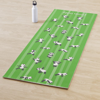 Tapis De Yoga Green Panda Yoga Mat Custom Name on Both Sides