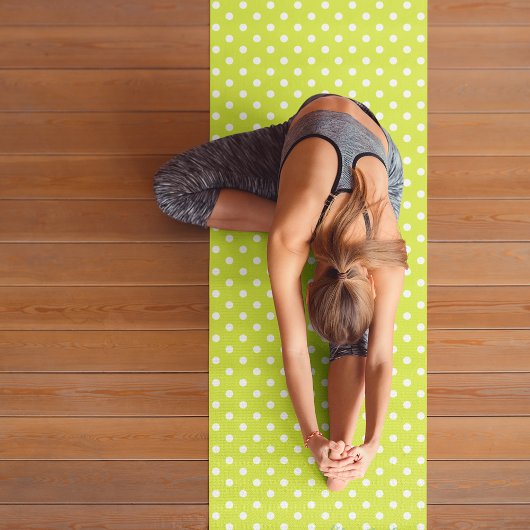 Tapis De Yoga Green White Retro Pois Monogramme Exercice