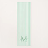 Tapis De Yoga Green & White Stripes Monogram Name (Devant)