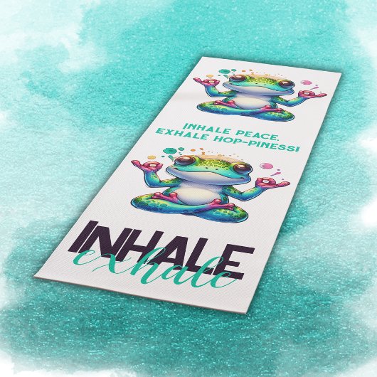 Tapis De Yoga Grenouille verte moderne Inhale Exhale |
