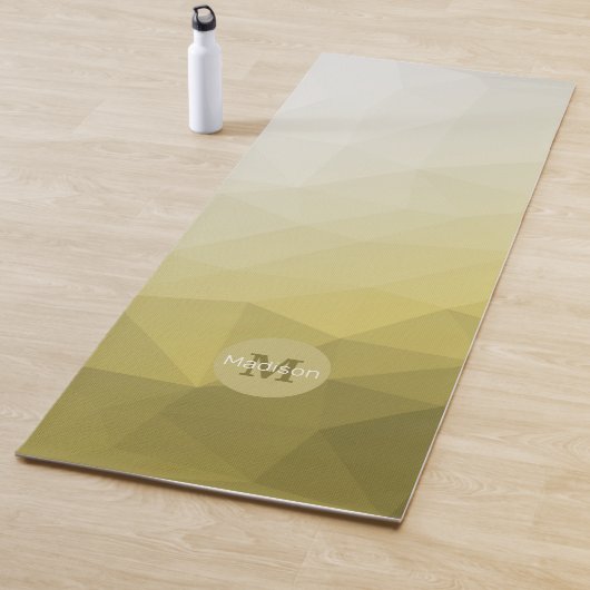 Tapis De Yoga Gris Jaune ombre Mesh cool Motif Monogramme (En situation)