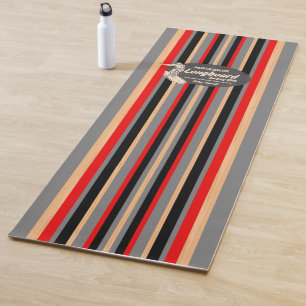 Tapis De Yoga Gris rayé hawaïen de planche de surf de
