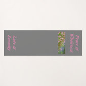 Tapis De Yoga gris, rose, eau, fleurs, votre texte & image (Devant (Horizontal))