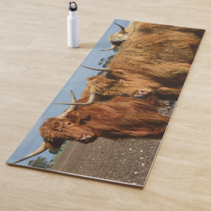 Tapis De Yoga Grosses vaches Brown des Highlands, Mat de Yoga