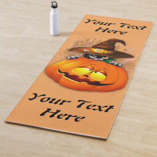 Tapis De Yoga Halloween Cute Kitty Witch et ami Citrouille