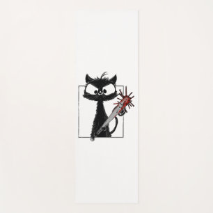 Tapis De Yoga Halloween de baseball de chat noir