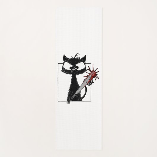 Tapis De Yoga Halloween de baseball de chat noir (Devant)