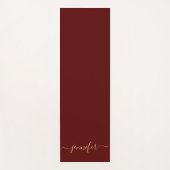 Tapis De Yoga Handwritten Gold Script Personalized Name Maroon (Devant)