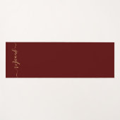 Tapis De Yoga Handwritten Gold Script Personalized Name Maroon (Devant (Horizontal))