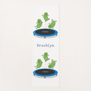 Tapis De Yoga Haricots verts mignons sur dessin animé trampoline