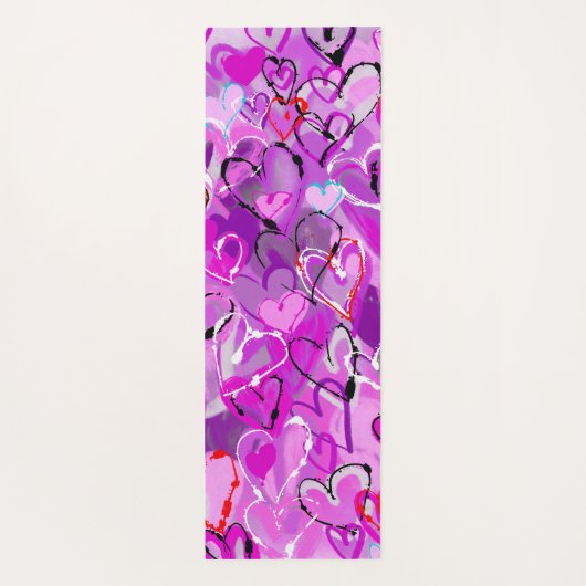 Tapis De Yoga Harmonie violette : Coeurs de graffitis (Dos)