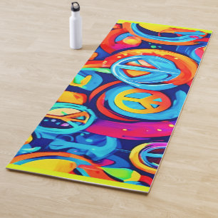 Tapis De Yoga Harmonie vive : Peinture couleur du logo de la pai