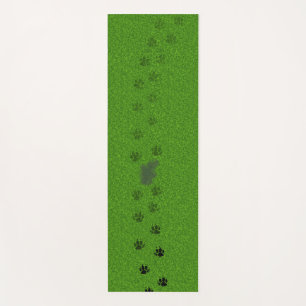 Tapis De Yoga Herbe verte avec des empreintes de pattes de chien