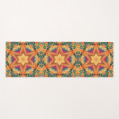 Tapis De Yoga Hex Mandala Bleu orange et rose (Devant (Horizontal))