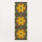 Tapis De Yoga Hex Mandala jaune vert et orange (Dos)