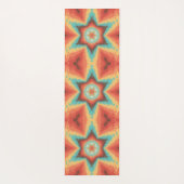 Tapis De Yoga Hex Mandala orange bleu et jaune (Dos)