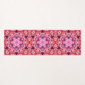 Tapis De Yoga Hex Mandala rose rouge et blanc (Devant (Horizontal))