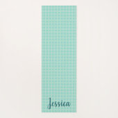 Tapis De Yoga Hexagon Light Blue & Turquoise / Votre nom (Dos)