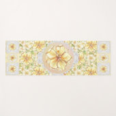 Tapis De Yoga Hibiscus & dentelle JAUNE (Devant (Horizontal))
