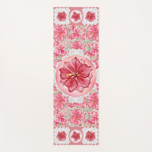 Tapis De Yoga Hibiscus & dentelle RED (Devant)