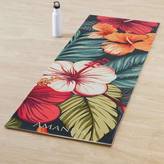 Tapis De Yoga Hibiscus hawaïen tropical (En situation)