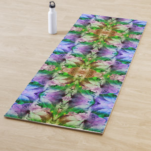 Tapis De Yoga Hibiscus rose Fleur Abstraite déprimée
