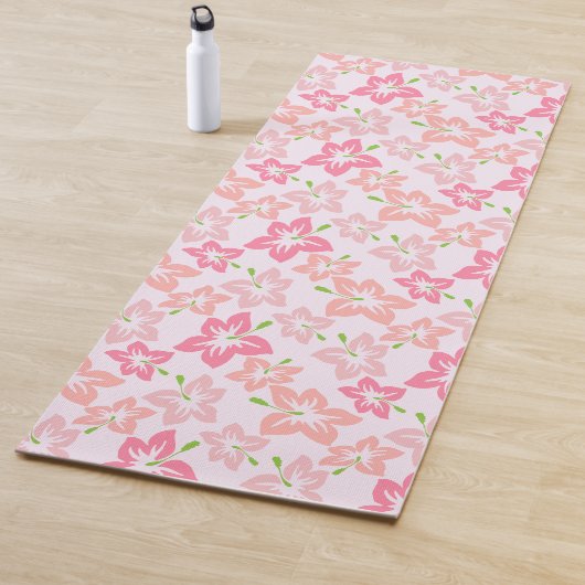 Tapis De Yoga Hibiscus Rose, Fleurs Roses, Motif De Fleurs (En situation)