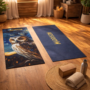 Tapis De Yoga Hibou Nuit Étoilée