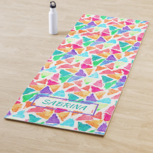 Tapis De Yoga Hip Custom Triangles Polygon Mosaic Aquarelle Art