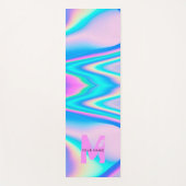 Tapis De Yoga Holographie rose Abstraite personnalisée y2k Nom M (Devant)