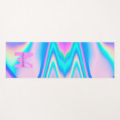 Tapis De Yoga Holographie rose Abstraite personnalisée y2k Nom M (Devant (Horizontal))