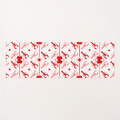 Tapis De Yoga Homard côtier rouge et blanc 🌊 🦞 Motif Monogramm (Devant (Horizontal))