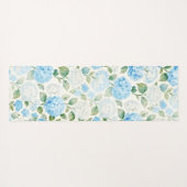 Tapis De Yoga Hydrangea Bleu Nom Floral Aquarelle (Dos (Horizontal))
