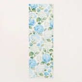 Tapis De Yoga Hydrangea Bleu Nom Floral Aquarelle (Dos)