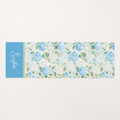 Tapis De Yoga Hydrangea Bleu Nom Floral Aquarelle (Devant (Horizontal))